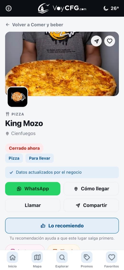 Ficha de un negocio en Voy CFG