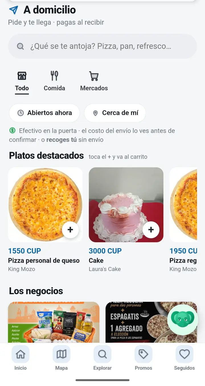 Vitrina A domicilio de Voy CFG donde el cliente pide