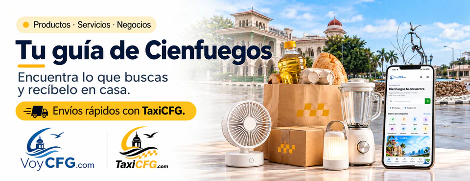 Tu guía de Cienfuegos. Productos, servicios y negocios. Encuentra lo que buscas y recíbelo en casa con envíos rápidos de TaxiCFG.